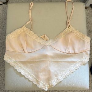 Silk lace tie back top